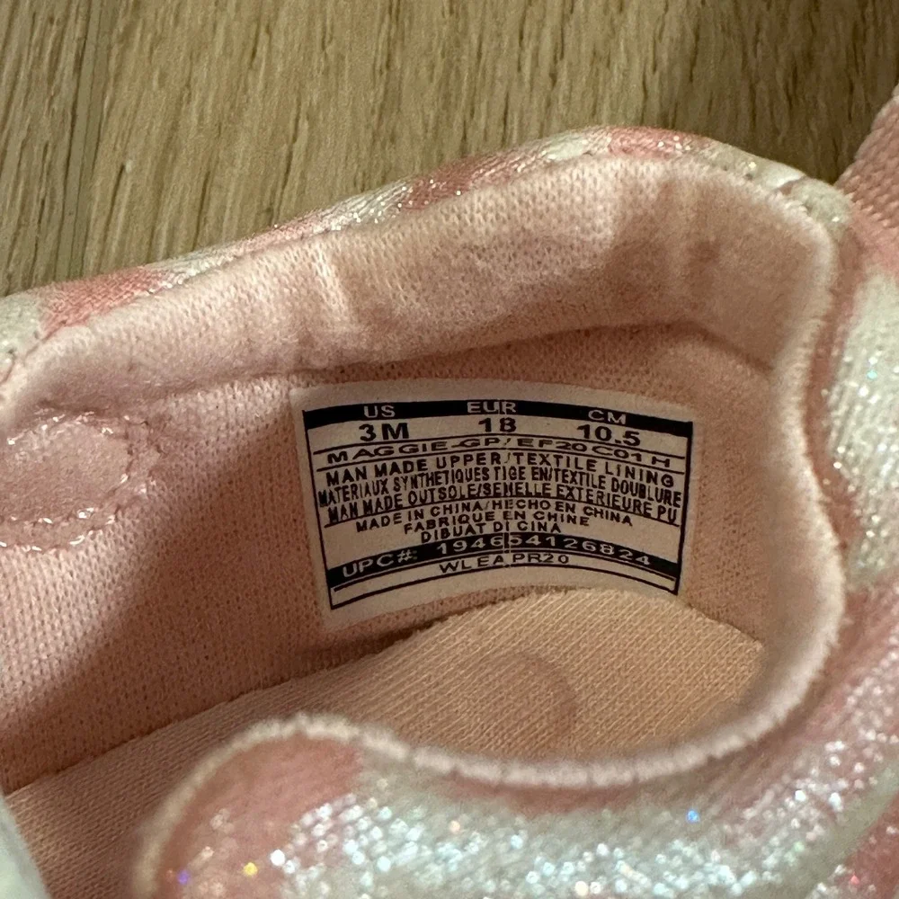 Carters Maggie Pink Leopard Glitter Mary Jane Sneakers Baby Girls Size 3M